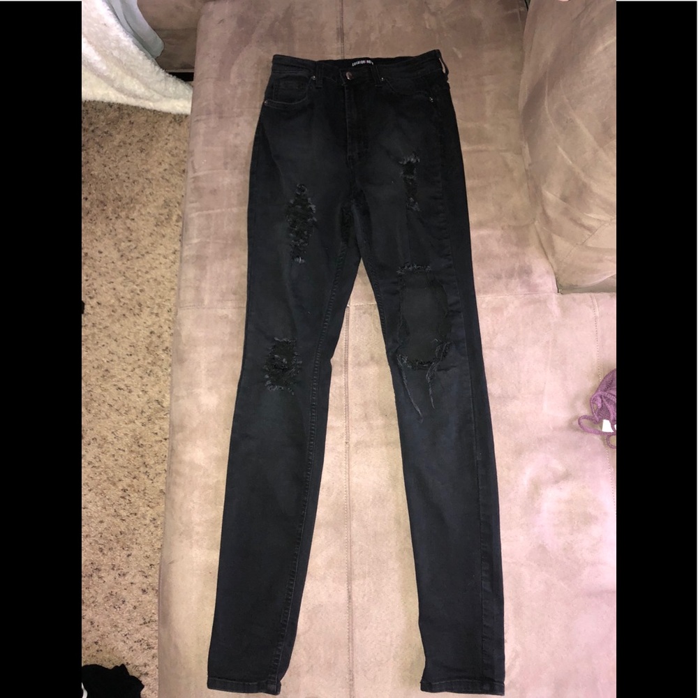 Fashion nova high waisted distressed jeans